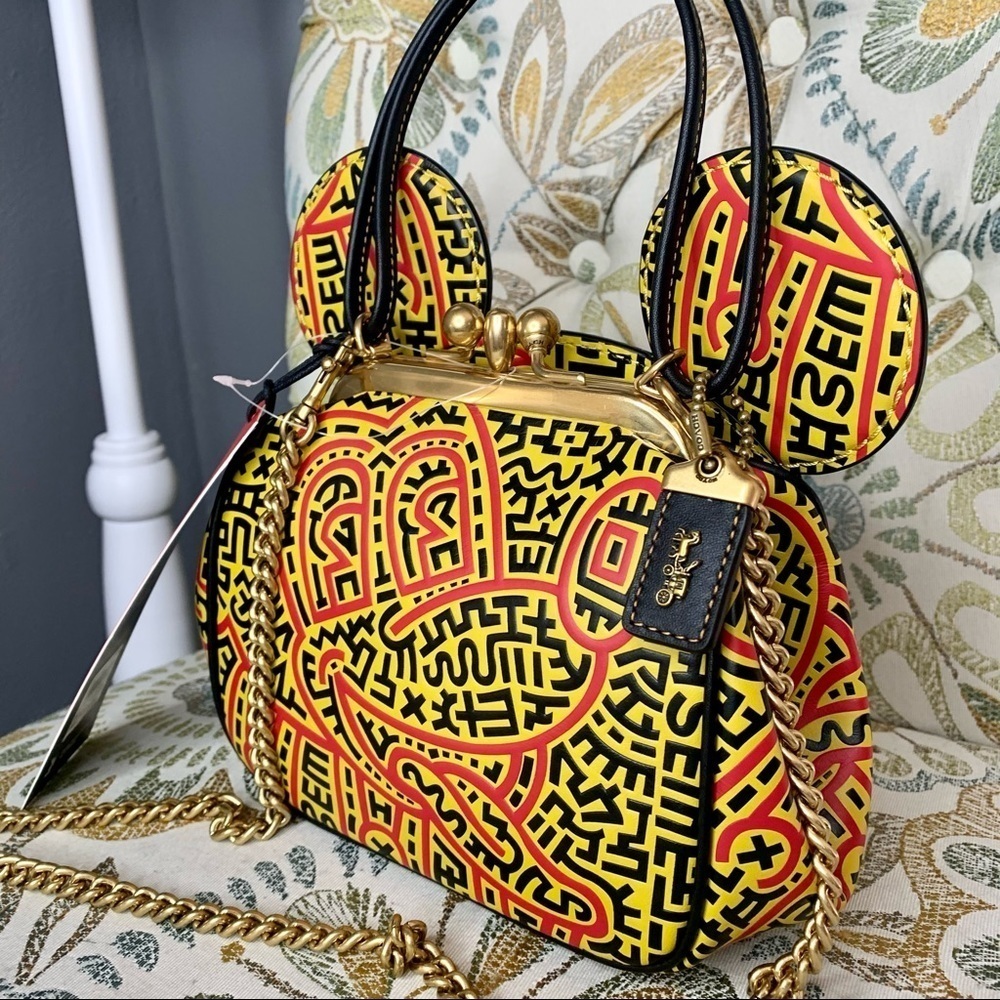 New Coach Disney Mickey Keith Haring Kisslock Bag